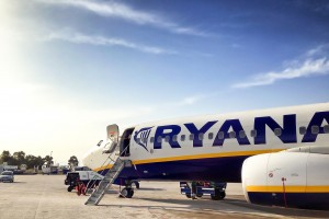 Een vliegtuig van Ryanair